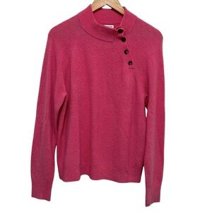 J CREW Mock Neck Wool Blend Bubble Gum Pink Soft Sweater Size Large